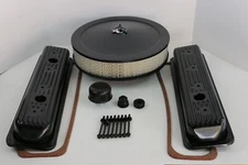 SB Chevy Centerbolt Black Engine Dress Up Kit Valve Covers Air Cleaner SBC 350