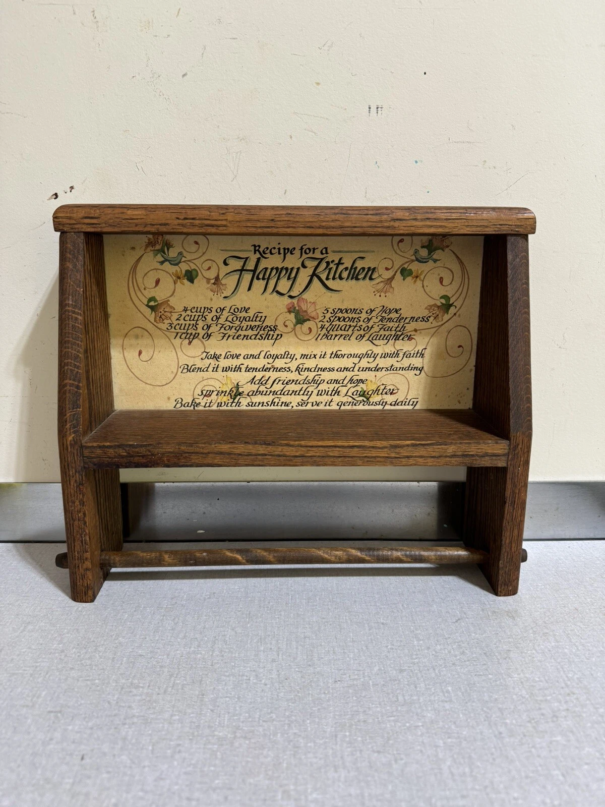 VTG Solid Wood Recipe For Kitchen Spice Rack & Paper Towel Holder Wall Shelf