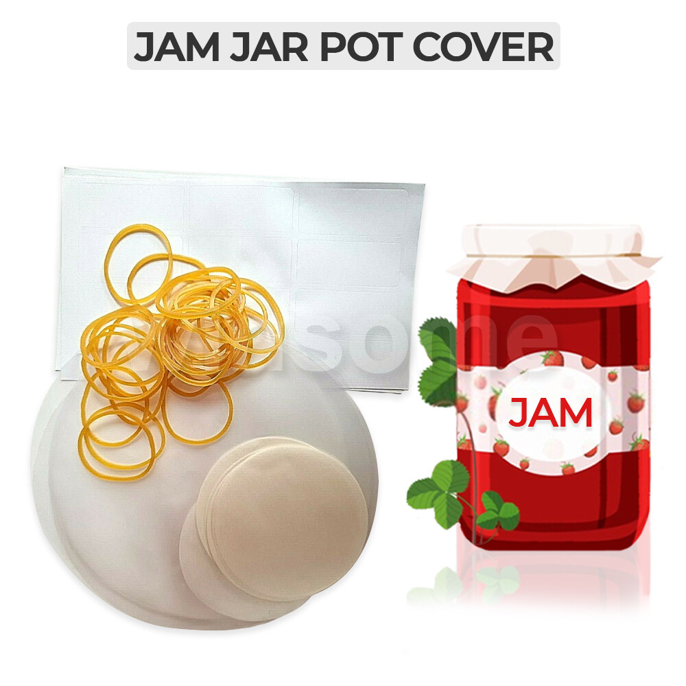 Jam Pot Covers 1lb 2lb Jar Preserves Pack 24 Wax Discs, Plus Labels