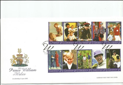 GUERNSEY 2003 PRINCE WILLIAM SET ON UNADDRESSED FIRST DAY COVER