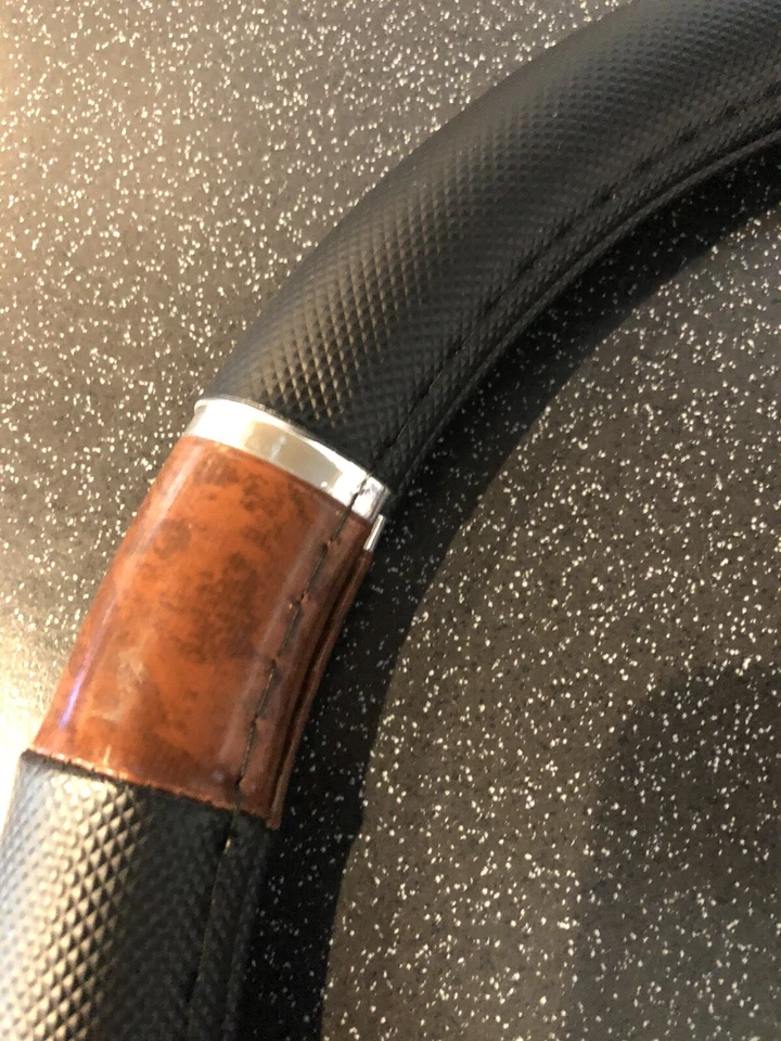 FIAT DUCATO VAN STEERING WHEEL COVER BLACK/WALNUT DESIGN FITS WHEELS 39/41CM  - Image 2 of 4