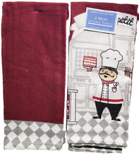 2pc Same Kitchen Cotton Terry Towels Set 15"x28" FAT CHEF, BON APPETIT, TBO