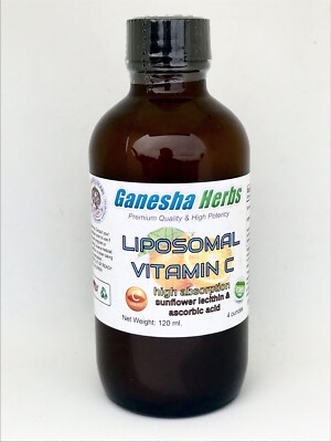 Liposomal Vitamin C Liquid W / Sonnenblume Lecithin Nicht Gmo 118ml Glas Kein