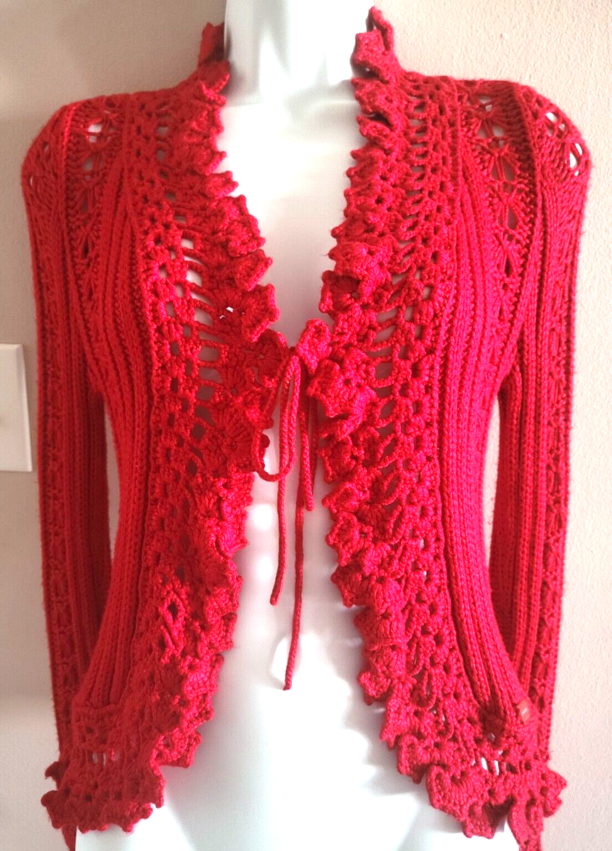 トップス CHANEL RED cardigan Chanel Size S Red Cardigan – Chic Consignment LLC