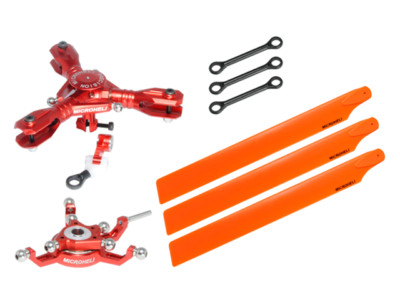 Microheli CNC Triple Orange Plastic Blades Conversion set (RED)-BLADE230S/230SV2