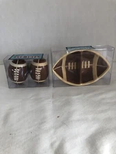 Football Shaped Game day Salt & Pepper Shakers & Matching Condiment Bowl