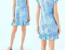VGUC LILLY PULITZER HEY SOLEIL SZ S CAP SLEEVE RUFFLED DRESS