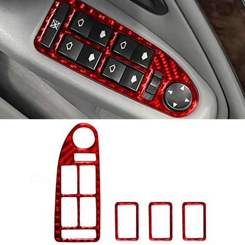 Juego de 35 piezas de embellecedores interiores completos de fibra de carbono roja para BMW 525 528 540 E39 - Imagen 6 de 15
