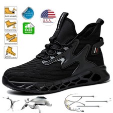 Mens Extra Wide Work Boots Breathable Steel T...