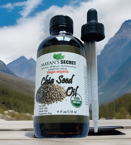 Chia Seed Oil 4 Oz USDA Certified Virgin Organic,100% Pure/Natural,Cold Pressed