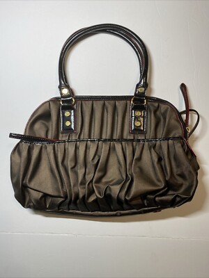 MZ Wallace Pleated Bea Black Bedford Nylon Satchel Shoulder Bag