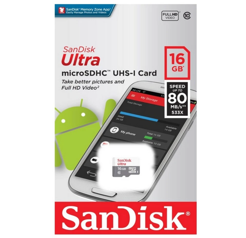 Carte Mémoire SANDISK ULTRA 16 Go Gb Micro SDHC ( Dispo aussi en 8 32 64 Giga ) - Photo 1/1