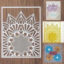 Mandala Sunflower Background Cutting & Embossing Dies – Petals Raindrops Moons +