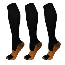 6 Pairs Copper Compression Socks 20-30mmHg Graduated Support Mens Womens S/M-XXL