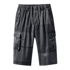 Herren Cargo Shorts Hosen Kariert Taschen Sommer Freizeit Halb