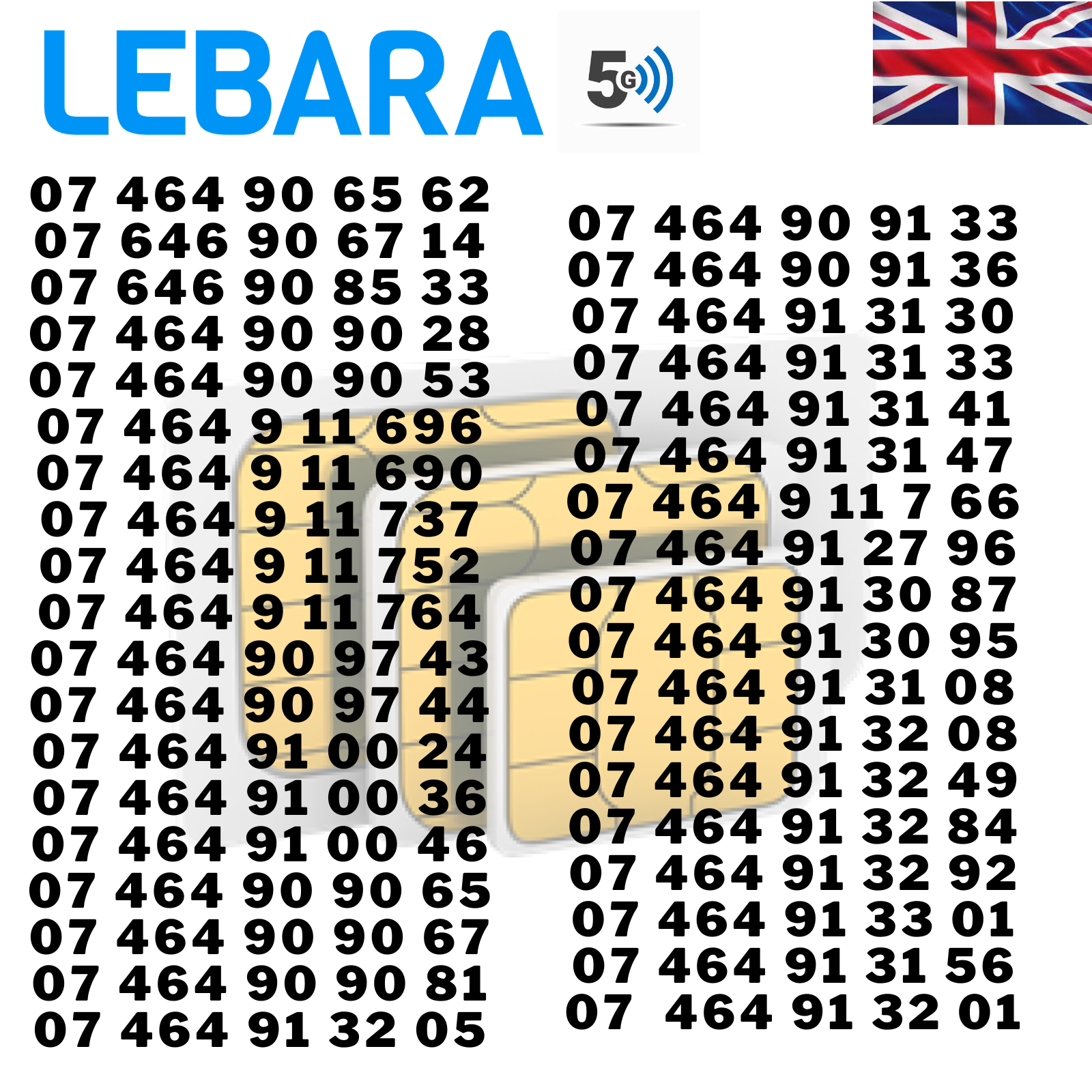 New Lebara Pay As You Go Sim Card Choose your number cheap price UK eBay
