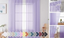 Sheer Curtains 84 Inches Long, Light 42"W x 84"L Pack of 2 Lavender