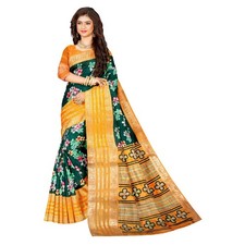 Green Dola Silk Saree Banarasi Style with Zari Border  Indian Wedding Wear