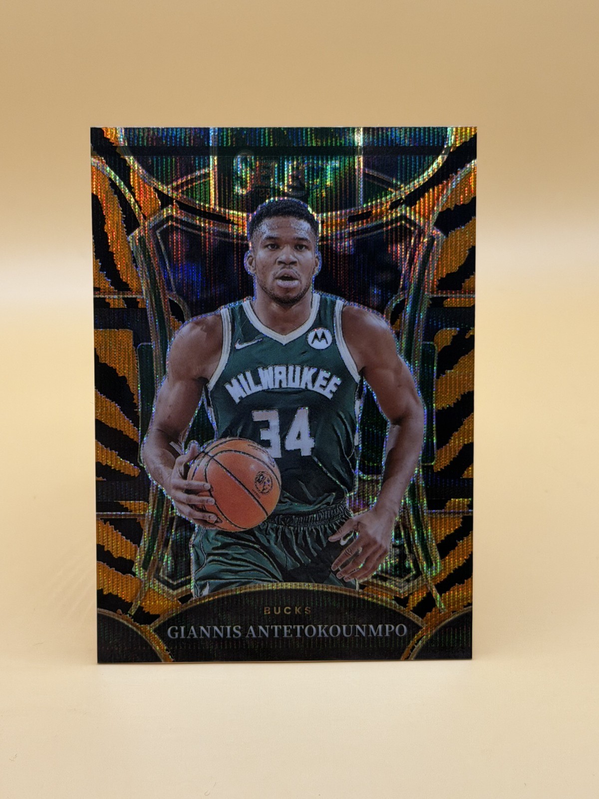 2023 Panini Select Basketball Giannis Antetokounmpo Mezzanine Tiger Stripes