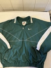 Vintage 90s Nike Green Big Logo Swoosh 1/2 Zip Lined Windbreaker Jacket Mens XL