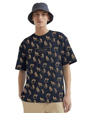 EYEBOGLER Round Neck Half Sleeve Loose Fit Animal Print Men Tshirt