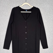 Old Navy Midi Button Front Dress Large Ribbed Jersey Minimalist Lounge Comfort