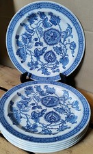 6 Assiettes plates Anglaise Ridgway Staffordshire Modèle Jacobean Bleu