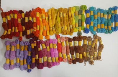 DMC Floralia 100% Wool Divisible Embroidery Thread Lot of 58, Multicolor Solids