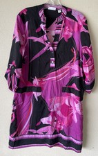 NY & Co Medium Dress Semi Sheer Not Lined  Half Button Pink Black