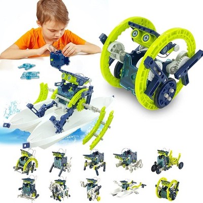 12-in-1 Bildung Zum Selbermachen Solar Roboter Spielzeug Bauwissenschaft Kits 6 x 17 cm, grün 