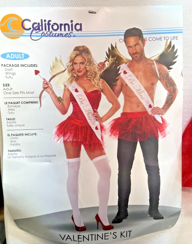 NEW Valentines Kit Cupid Adult Costume Set OSFM Red Halloween Seasonal Romantic - Image 2 of 4