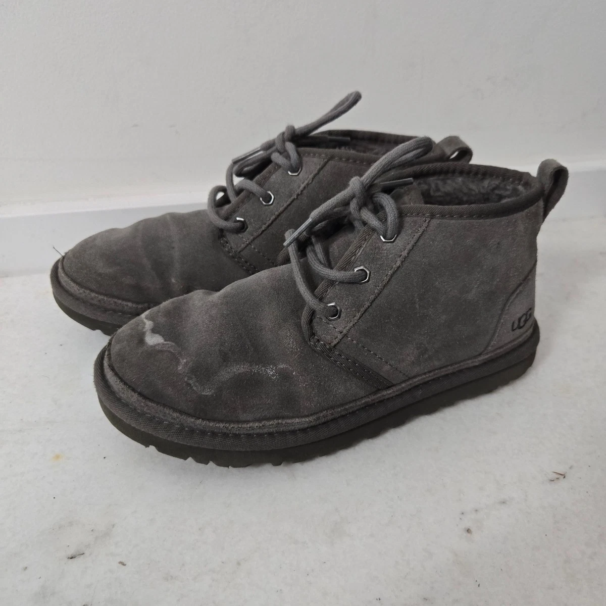 UGG Men\'s Size 6 Neumel Suede Grey Chukka Boots Lace-Up Wool Blend Lined UGG Neumel Shaggy Suede “Smoke Grey” Men main image 4