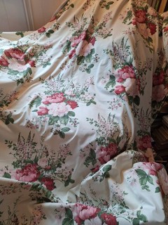 Vintage Bed Cover Cottage Roses Sanderson? Cotton Shabby Chic