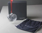 Steuben Crystal Swirl Puffy Heart 4" Christmas Glass Ornament w/Dust Bag & Box