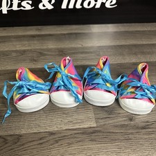 Two Pair Build A Bear Shoes Tennis Sneakers Rainbow Athletic Accessory BAB
