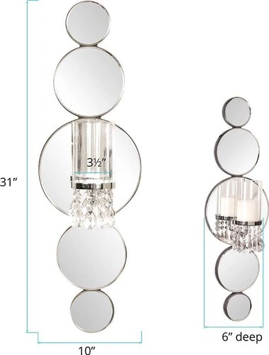 Elegant Mirrored Wall Sconce with Crystals - Picture 3 of 3