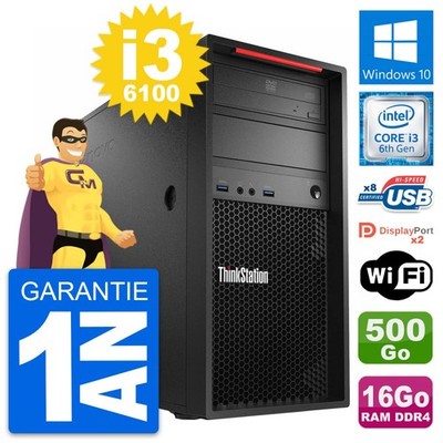 PC tour LENOVO Thinkstation P310 i3-6100 RAM 16Go Scheibe 500Go Windows 10 Wifi
