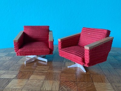 Sessel 2x  Hermann Rülke 60er Puppenstube Puppenhaus 1:12  dollhouse armchair