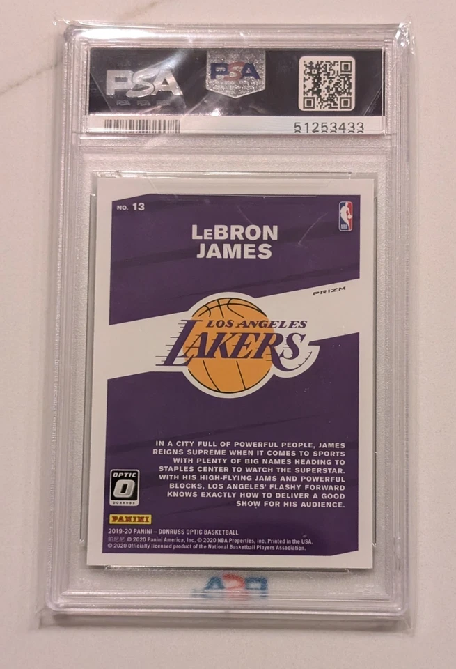 2019-20 Panini Donruss Optic My House Purple Prizm Lebron James #13, PSA9 - Image 2 of 2