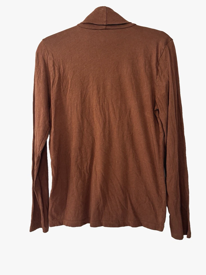 J Crew Marrón Óxido Ligero Cuello Alto Top M Otoño M M Mínimo Neutro Capas de Cabina Foto 2 de 4