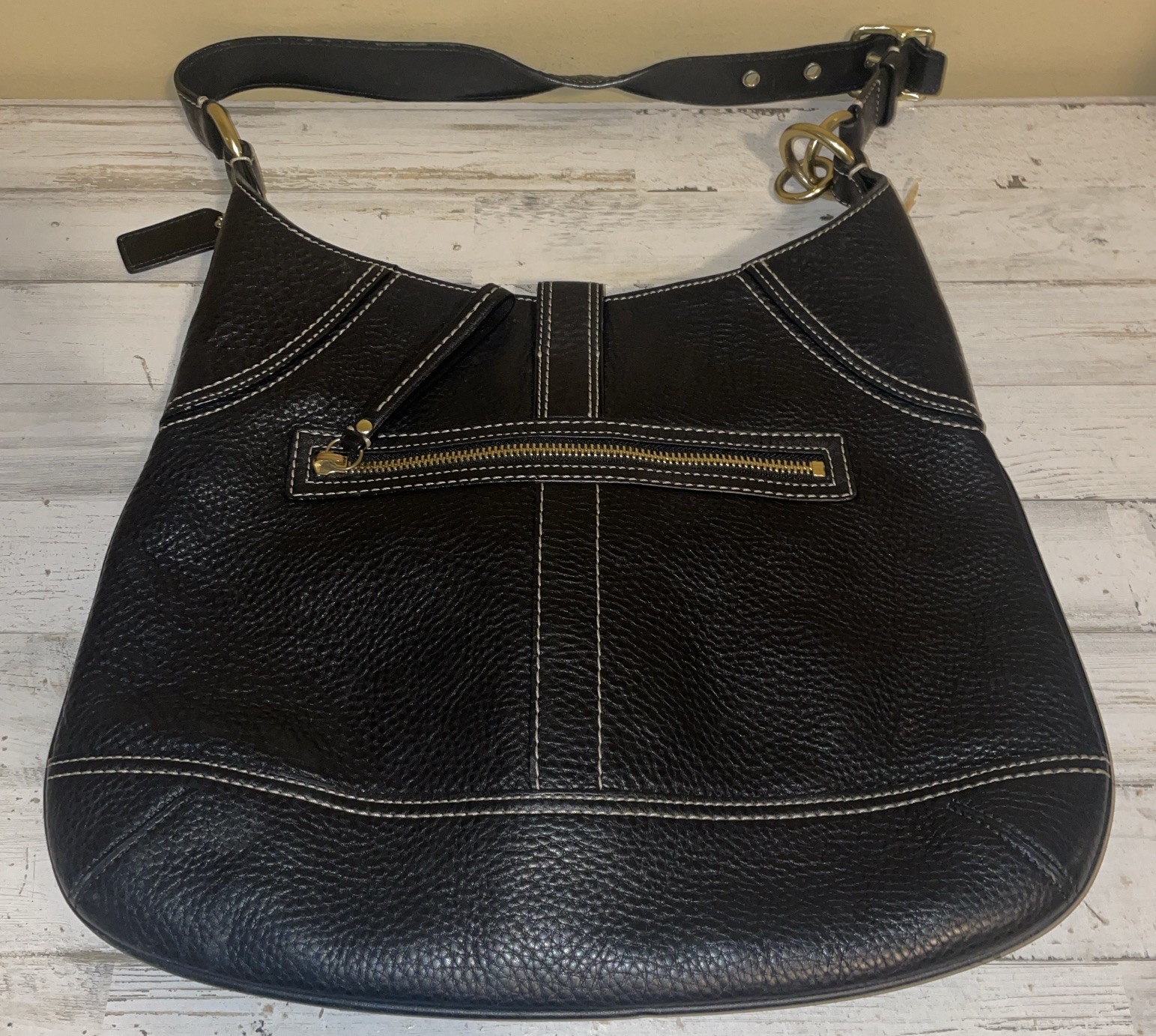 Vintage Coach Hampton Black Pebble Leather Shoulder Bag F06S-10210 image 3
