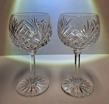 2 Waterford TYRONE crystal 13 ounce Stem HOCK WINE GLASSES Excellent condition
