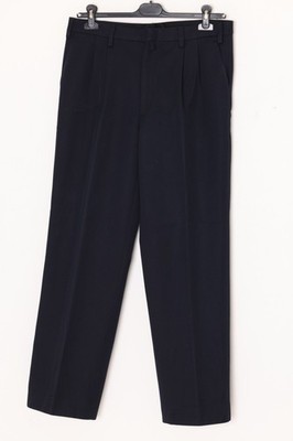 1980s 1990s Dark Navy Trousers, Schurwolle-Blend Twill, Single Reverse Pleats