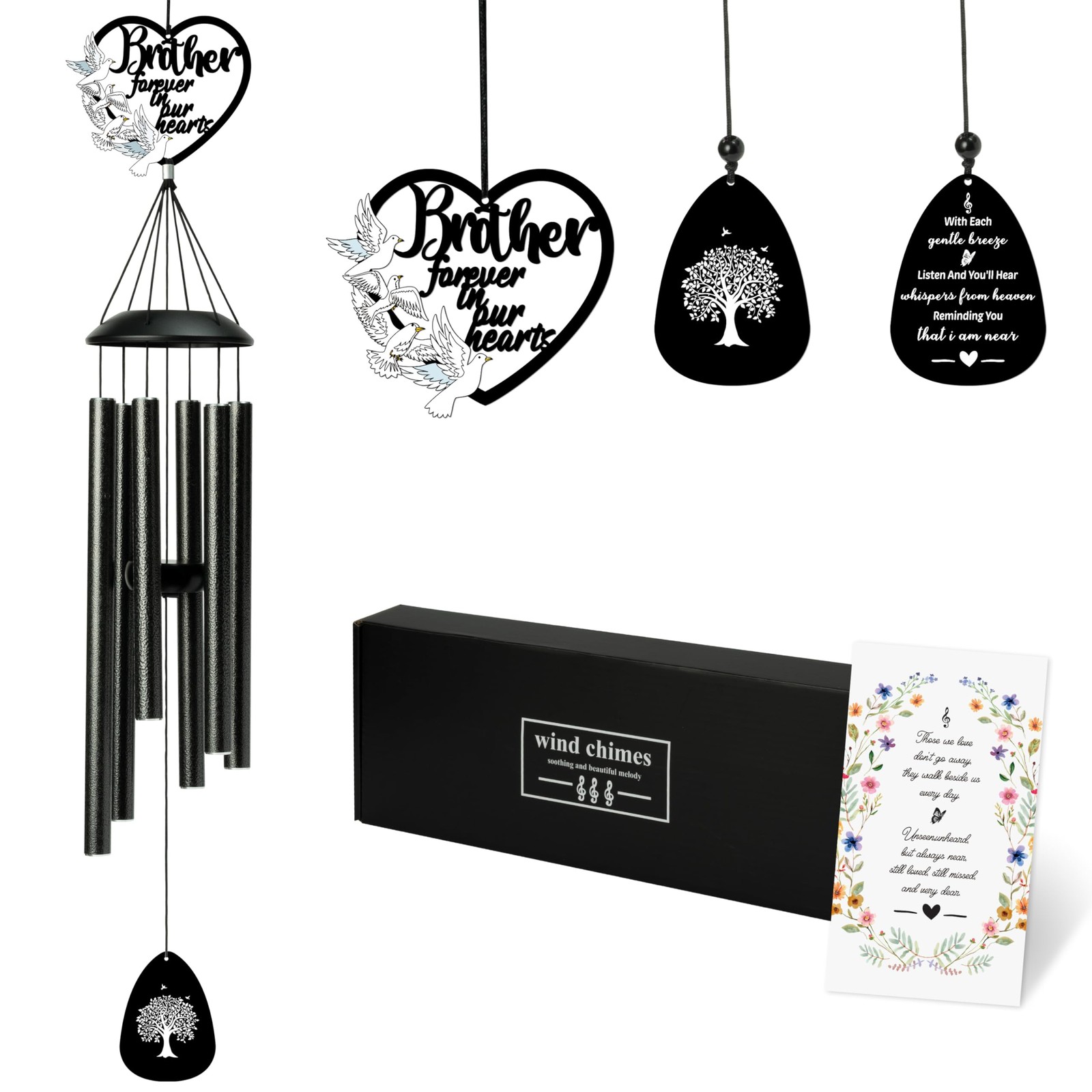 Brother Memorial Wind Chimes - Memorial Gifts For Loss Of Brother, Remembranc...