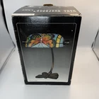 Vintage Tiffany Style Bankers Stained Glass Butterfly Mini Desk Lamp