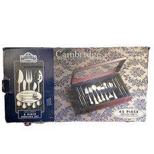 Vtg Cambridge Silversmiths 45 Piece Service W/Storage Box Stainless Gold Carlye