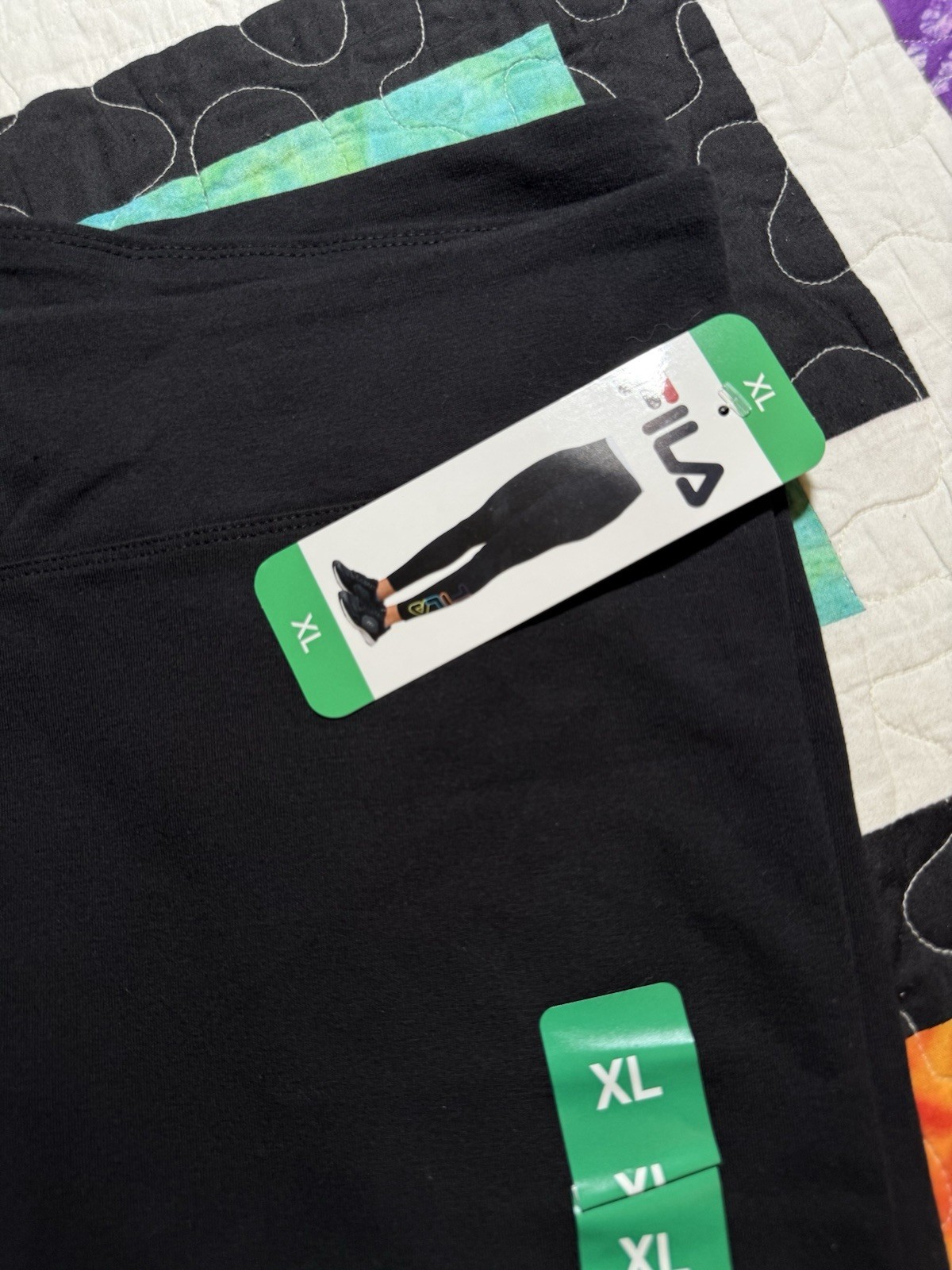 Leggings donna FILA nero vita alta multicolore logo NUOVO NUOVO CON ETICHETTE XL
