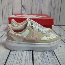 Nike Court Vision Alta LTR Ladies Leather Platform Trainers Sand Floral UK 4