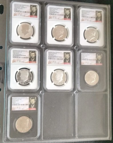 Kennedy Half Dollar NGC   Set 7 Coins 50th Anniversary