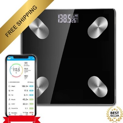 Smart Digital Body Fat Scale Weight BMI Analyzer Bluetooth Black Fitness